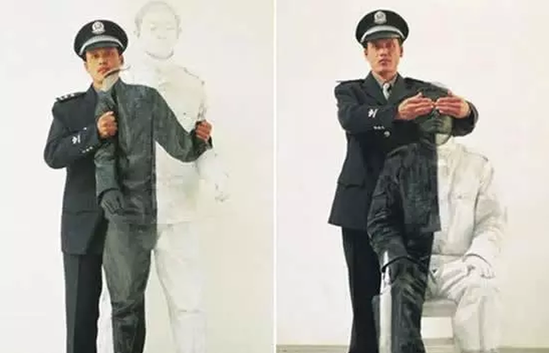 Liu Bolin camouflaged in front of another person
