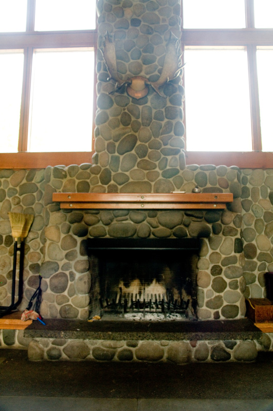 Fireplace inside dining hall