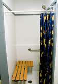 shower with privacy curtain