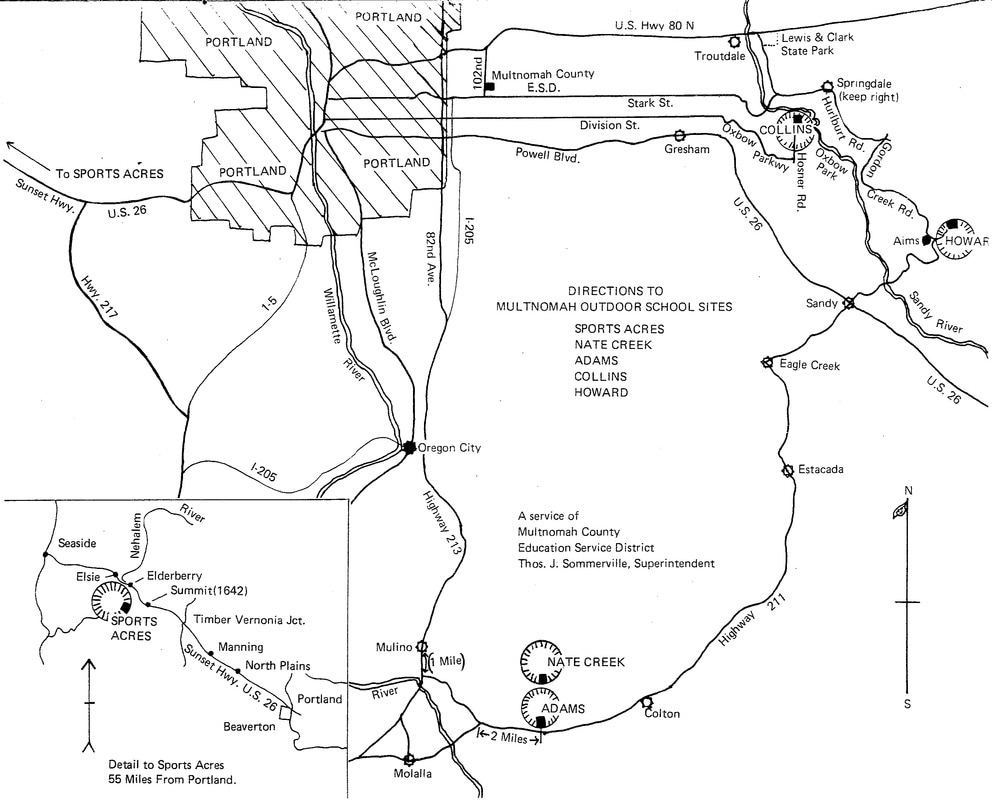 Directions to Multnomah Outdoor School Sites from Spring 1979